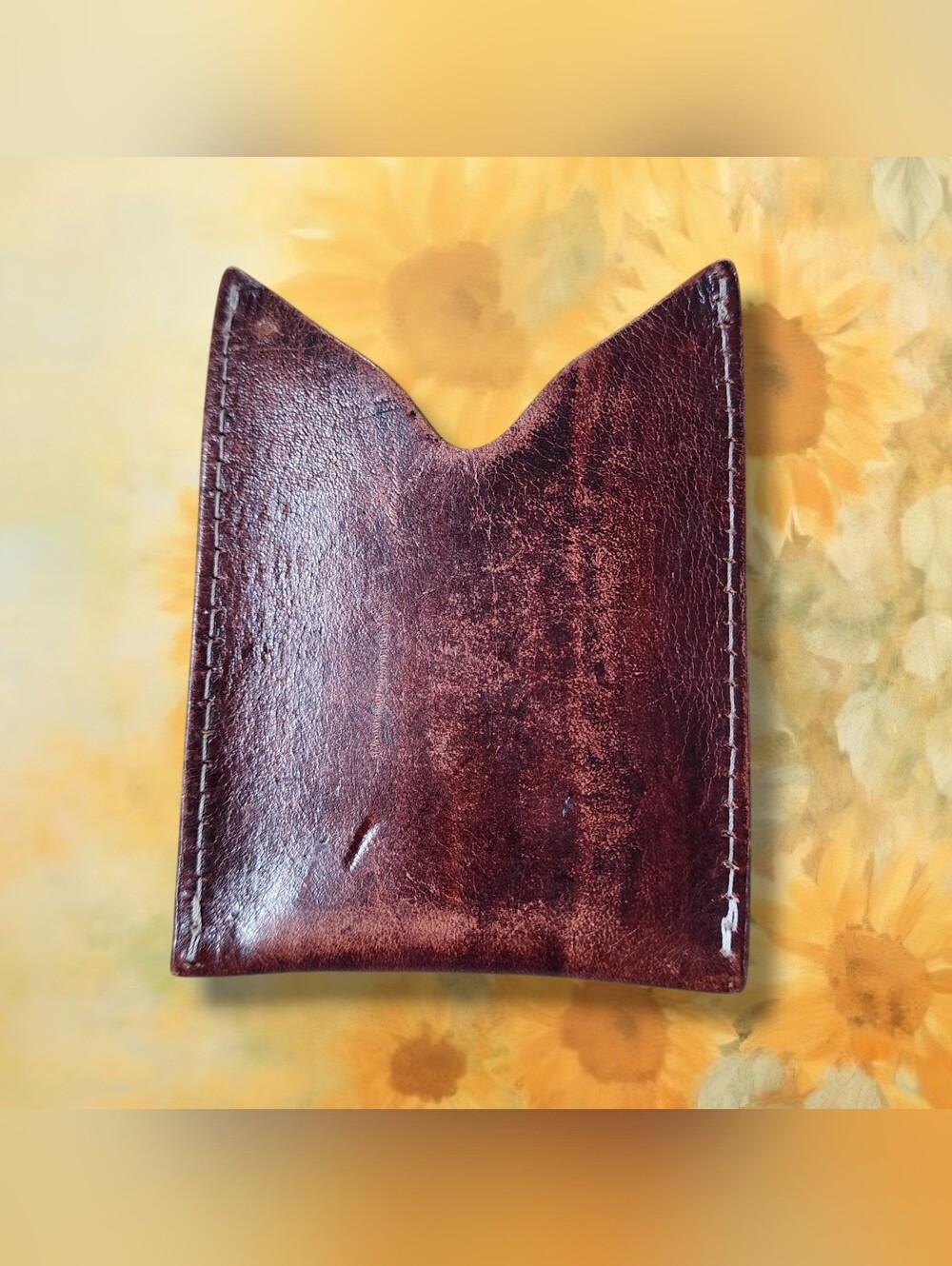 American Darling Hand-Tooled Sunflower Card Wallet - Brown & Yellow - Picture 2 of 3